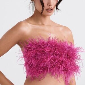 House of CB Fuchsia Feather Accent Top